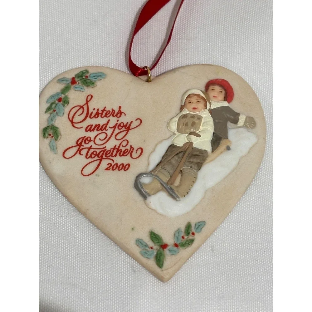 Hallmark Keepsake Heart‎ Ornament Sisters and Joy go together Holiday porcelain